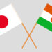 Crossed flags of Japan and the Niger. Official colors. Correct proportion. Vector illustration