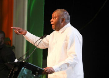 Ivory Coast's former president Laurent Gbagbo speaks during the second day of the meeting to launch the formation of a new political party at the Sofitel hotel in Abidjan, Ivory Coast October 17, 2021. Reuters/Luc Gnago
