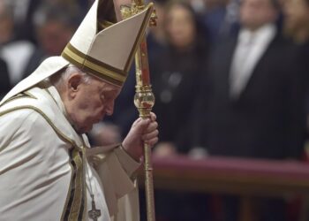 Pope Francis during the Consistory for creation of new cardinals at St. Peter's Basilica on December 07, 2024 in Vatican City, Vatican. (MaxPPP TagID: dpaphotosseven725040.jpg) [Photo via MaxPPP]