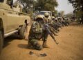 Nigerien soldiers wait for instructions before attacking a enemy command and control node, during training at Camp Po, Burkina Faso, on  Feb. 20, 2019, during Flintlock 19.  Flintlock is an annual special operations and State Department exercise involving more than 2,000 soldiers, airmen, naval and police forces from more than 30 nations.  Lessons learned at Flintlock strengthen global security institutions, promote multinational sharing of information, and develop interoperability among western and partner nations in North and West Africa. (Army photo by Richard Bumgardner)